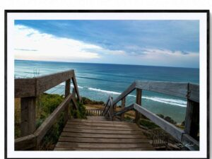 Step onto the beach - Ocean Grove-Matte Framed Print-